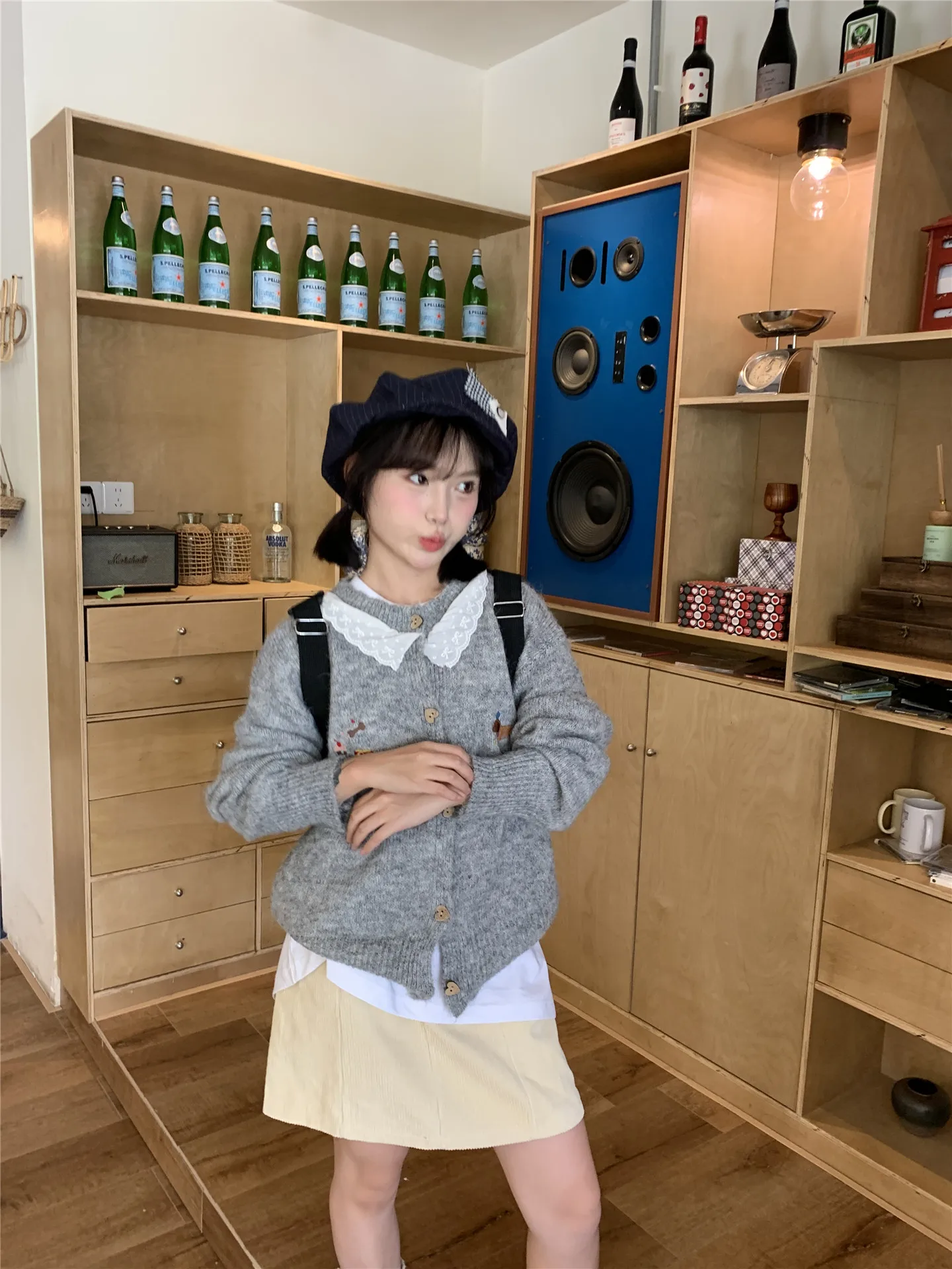 الحلو القلب منفذها ey المطرزة الدانتيل تقليم عقدة سترة سترة المرأة الخريف الشتاء ملابس خارجية صغيرة الحجم #2