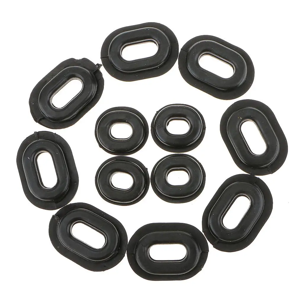 12pcs Rubber Motorcycle Side Cover Grommets Head Gasket Sets Motorcycle Accessories for Honda GS125 Motorcycle Grommets Black