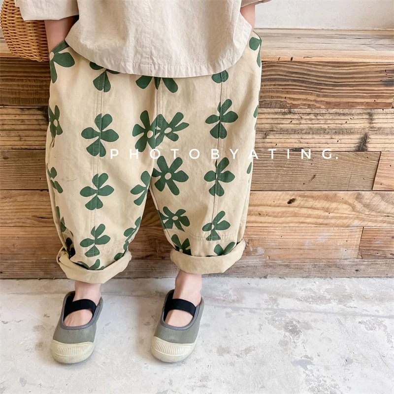 Girl Leggings Kids Baby Long Jean Pants Trousers 2024 Flowers Spring Summer Cotton Christmas Outfit Teenagers Children Clothing