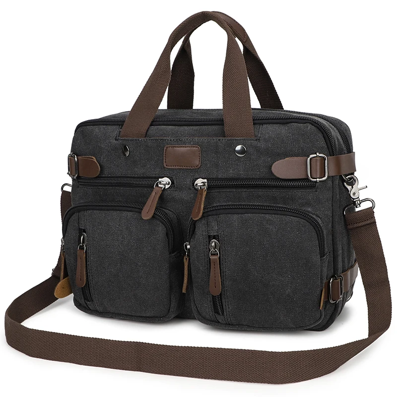 Convertible Backpack Men Laptop Messenger Bag Shoulder Bags Multifunctional Canvas Men Travel Handbag