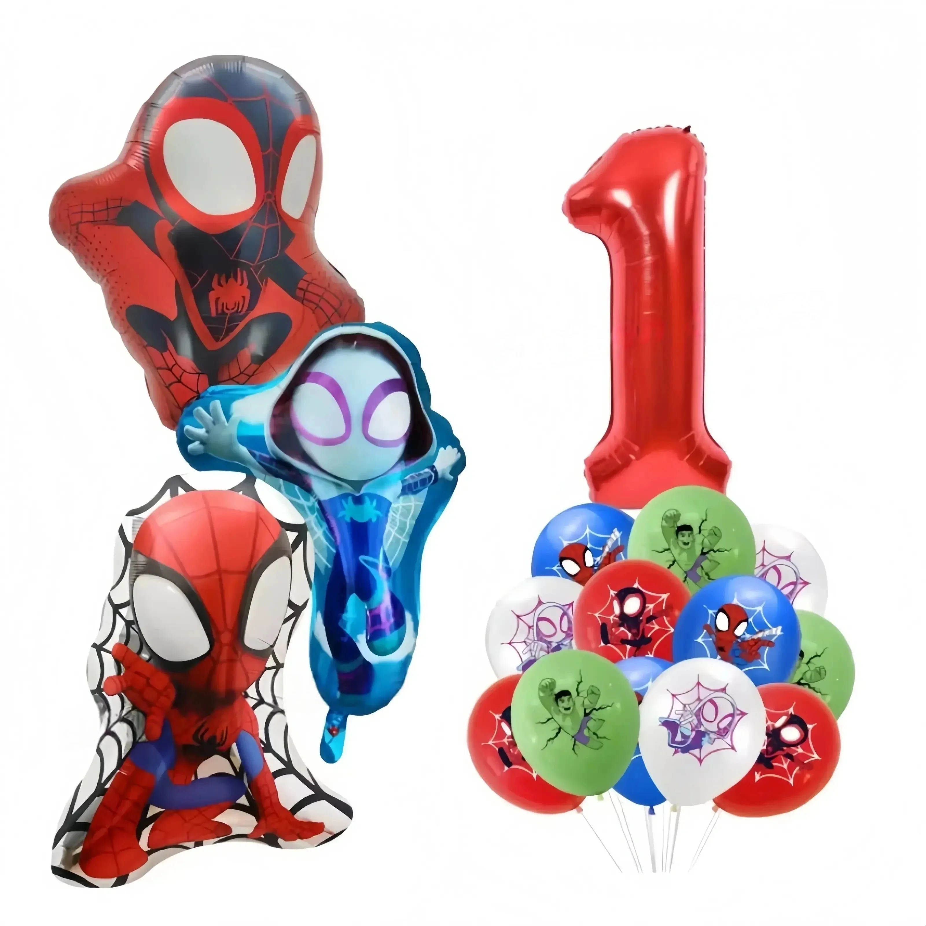 Spider en zijn geweldige vrienden Spider Number aluminium ballonnen verjaardagsparty decoraties ballon voor kinderen babyshower cadeaus