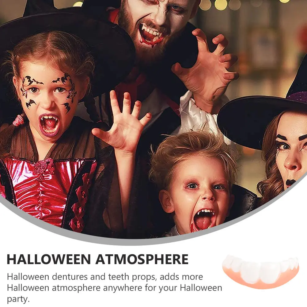 10Pcs Realistic Halloween Dentures Scary Fake Teeth for Costume Party Cosplay Haunted Decoration Prank Props Zombie Teeth
