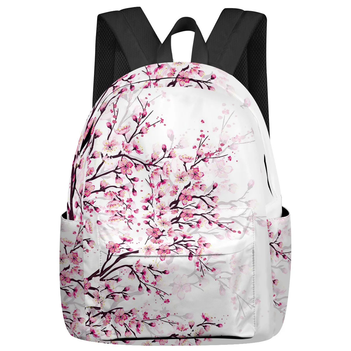 

Cherry Blossom Plum Branch Pink Flower White Student School Bags Laptop Custom Backpack For Men Women Female Travel Mochila