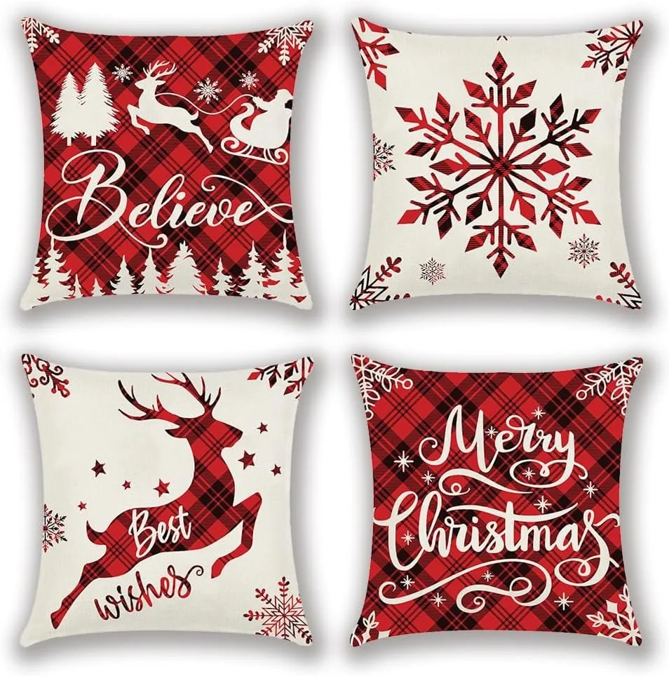 Funda de cojín impermeable 45x45, funda de almohada navideña, cojines decorativos antiincrustantes a prueba de aceite, cojines