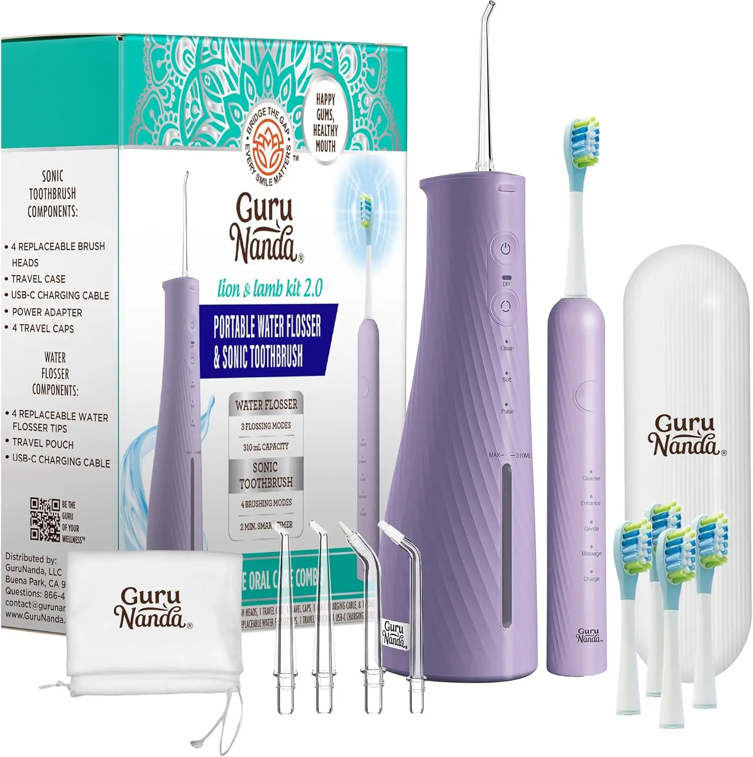 

Electric Toothbrush with Water Flosser Combo, 4 Jet Tips & Brush Heads, IPX7 Waterproof for Complete Oral Care