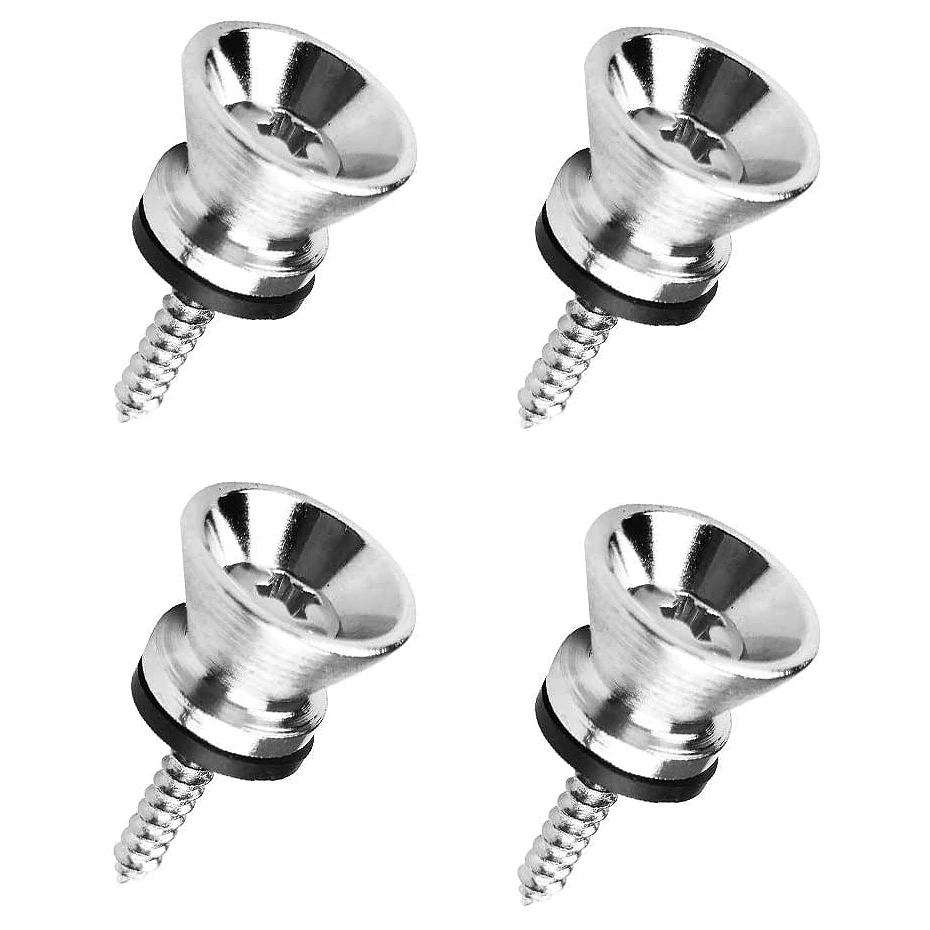 10Pcs Metal Strap Buttons End Pins with Mounting Screws for Electric Acoustic Guitar, Bass,Ukulele