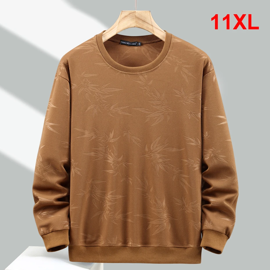 

11XL Plus Size Sweatshirts Men Bamboo Leaf Print Pullover Fashion Casual Spring Autumn Sweatshirt Male Big Size 10XL 11XL