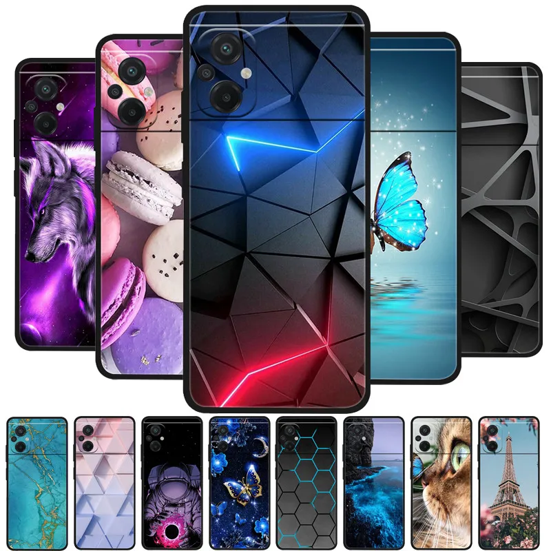 For Xiaomi Poco M5 Case Fashion Painted Black Silicone Soft Back Cover For Xiaomi Poco M5 NFC Phone Case POCO M 5 POCOM5 Coque