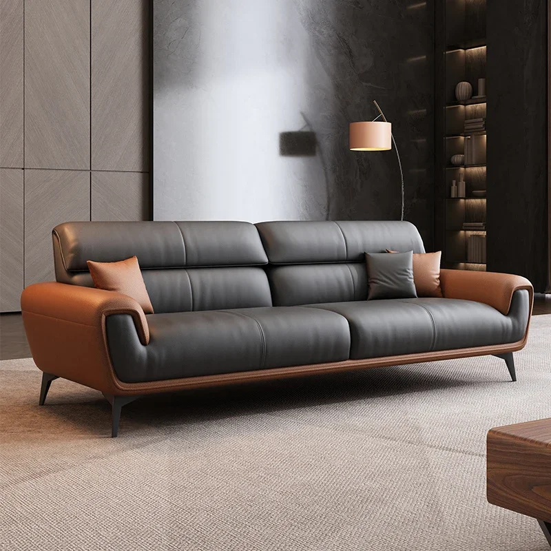 

Customizable Nordic Leather Sofa Designer Simple Business Leisure Romantic Living Room