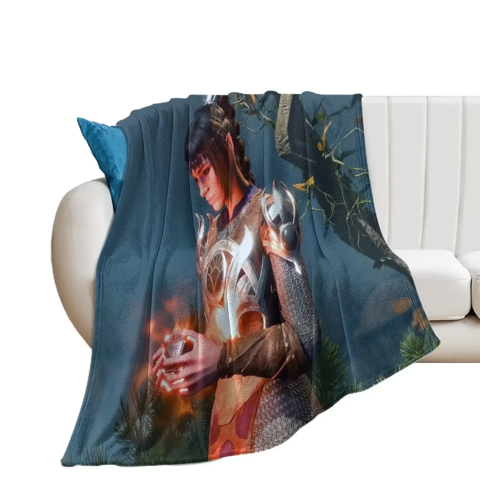 Shadowheart the Human Cleric Adventurer holding the artefact Throw Blanket Flannels christmas gifts Blankets