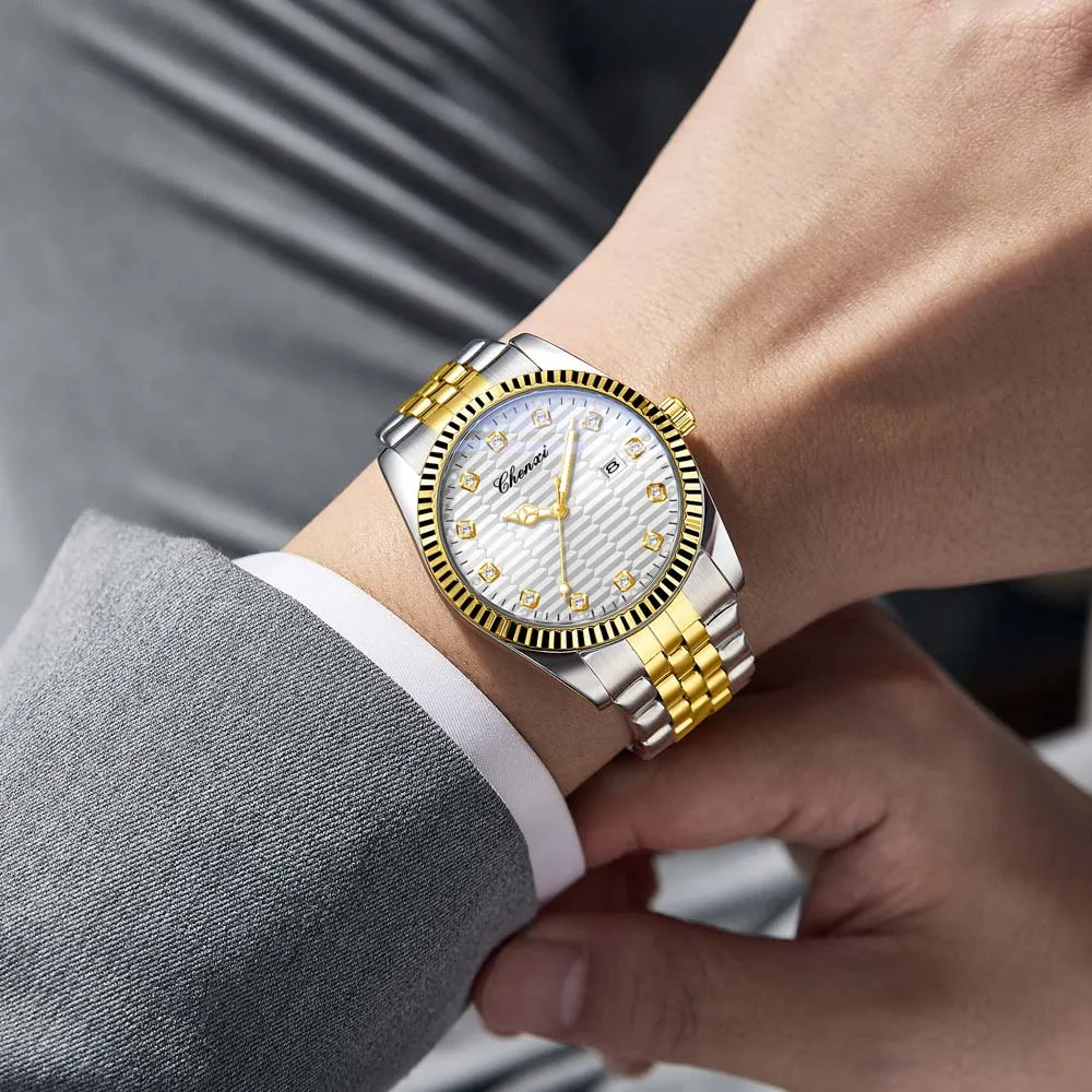 CHENXI ساعة رجالية كلاسيكية عرض التاريخ ساعة يد رجالي أنيقة سوار فولاذي ساعة كوارتز ساعة رجالية relojes para hombres #5