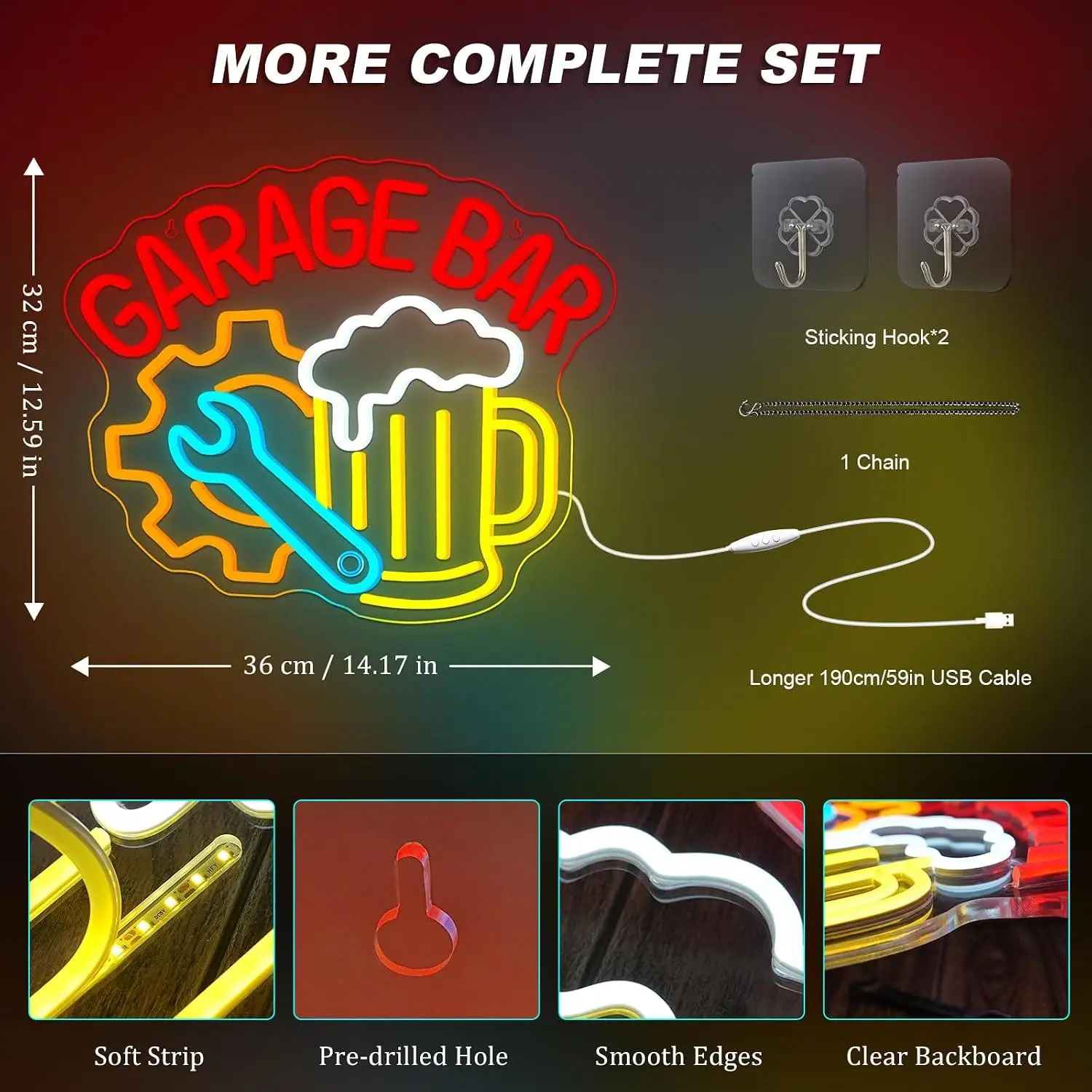 Garage Bar Neon Sign USB Dimmable LED Neon Lights For Man Cave Garage Workshop Home Bar Wall Backdrop Decoration Signboard Light