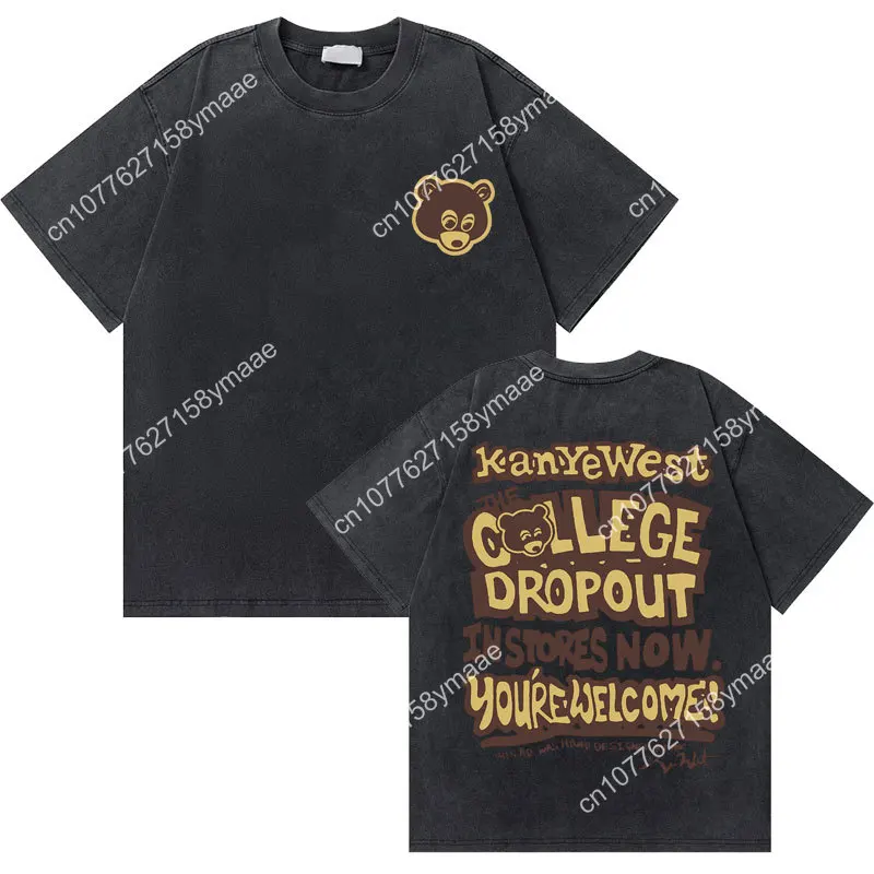 Washed Vintage Rapper Kanye West Graphic T-shirts THE LIFE OF PABLO Cover Print Tshirt Men Hip Hop Fashion Oversized T Shirts
