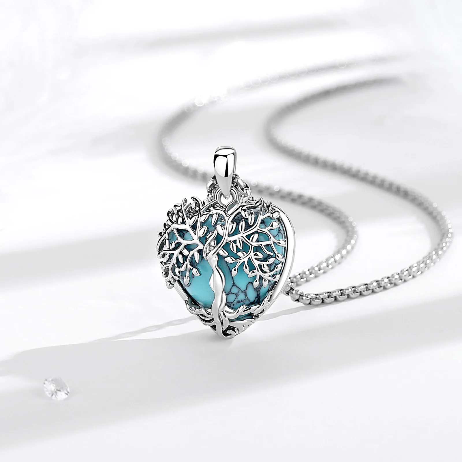 قلادة جمشت شجرة الحياة من يودورا ، حجر شفاء الطاقة ، حجر سبج كريستالي ، قلادة فيروزي ، مجوهرات روحية ، هدية تأمل