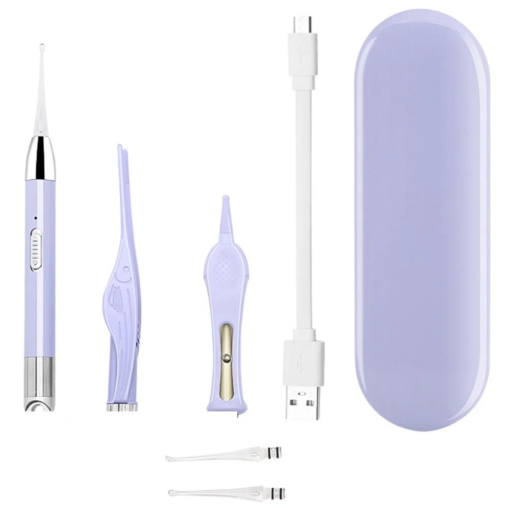 

3 Pcs Intelligent Ear Spoon Set LED Light Comfortable Cleaning Tools Wireless Charging 5x Magnifying Glass Health Care Practical