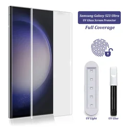 UV Nano ciekły klej szkło hartowane Samsung Galaxy S24 S22 S23 Ultra Note 8 9 10 20 S8 S9 S10 5G S20 S21 Plus ochraniacz ekranu