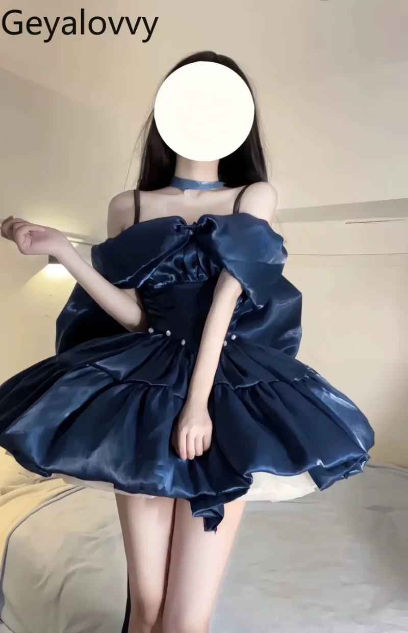 فساتين حفلات أعياد الميلاد الجديدة لعام 2025 بدون أكمام بخصر عالٍ فساتين خرافية فائقة للأميرة الحلوة فستان فرنسي عالي الإحساس للمشاهير #6