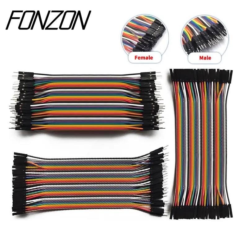 Cables de puente para placa de pruebas, 10-40cm, 10-40 pines, longitud opcional, Kit surtido de cables Dupont, Cables de cinta multicolores hembra a