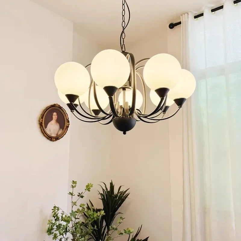 

GHJUYIOL Pumpkin Ball Retro French Living Room Main Light, Pendant Light, Bedroom Light, Low Floor, High School, Ancient Study