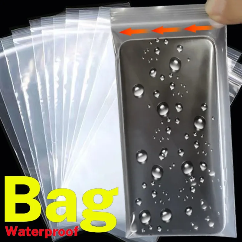 100Pcs/Bag Transparent Mobile Phone Dust Bag Zipper Self Lock Waterproof Phone Pouch Cover for iPhone 16/15/14 Pro Max Samsung