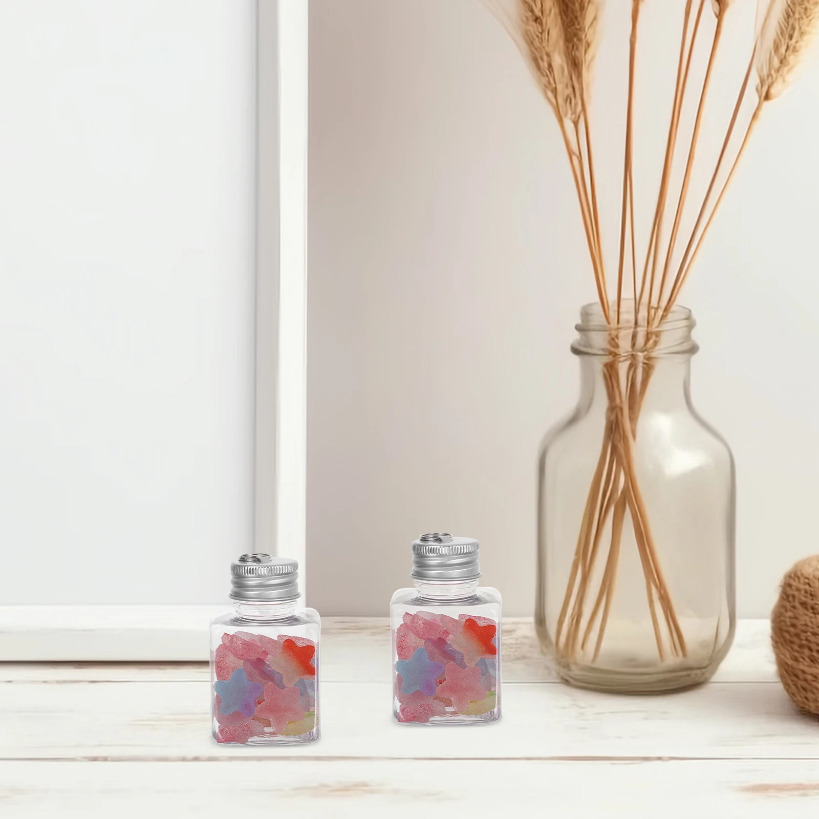 

24Pcs Transparent Plastic Cube Bottles Hanging Loop 50ml Fillable Candy Jar Juice Bottles Christmas Tree DIY Drink Ornament