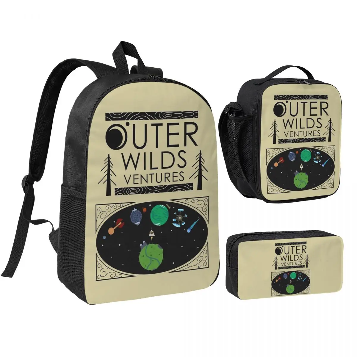 

Outer Wilds Ventures Handbook Backpack Student BookBag School Bag Shoulder Bags 3ps Insulated Lunch Bag Pencil Case