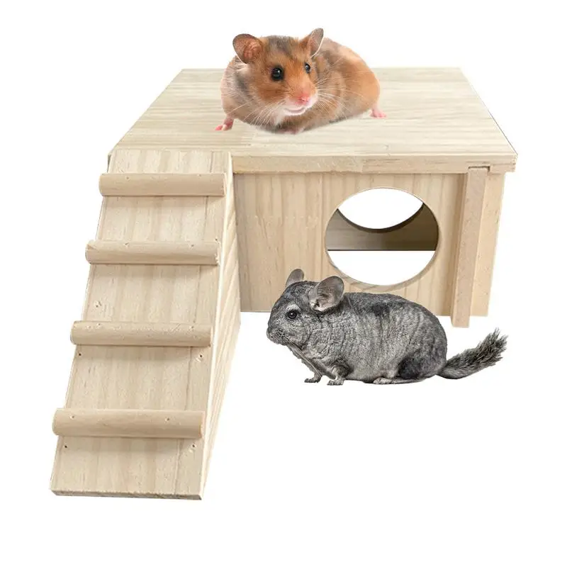 

Hamster Home Wooden Tiny Hamster Maze Cage Accessories With Climbing Ladder Habitats Decor For Interactive Foraging Setup