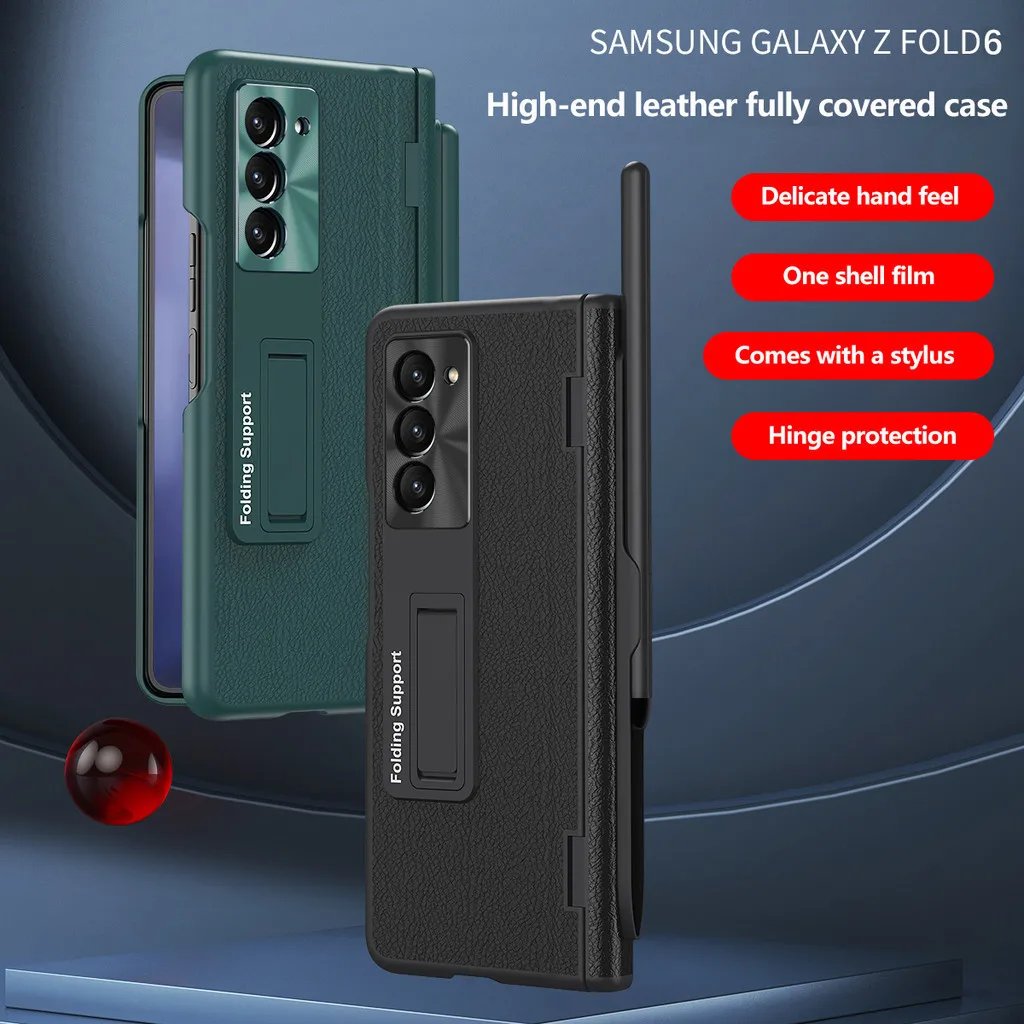 

Матовый кожаный чехол с петлями для Samsung Galaxy Z Fold6 ZFold 6 5 4 3