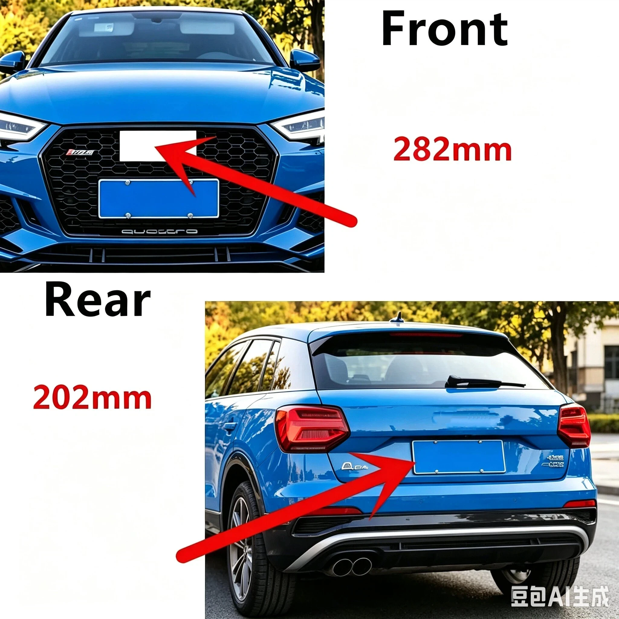 Overlap 4 Ring logo ABS Silver/Black Car Hood Front Bonnet Grill Rear Trunk Emblem Badge Sticker For Audi Q2 2016-2018