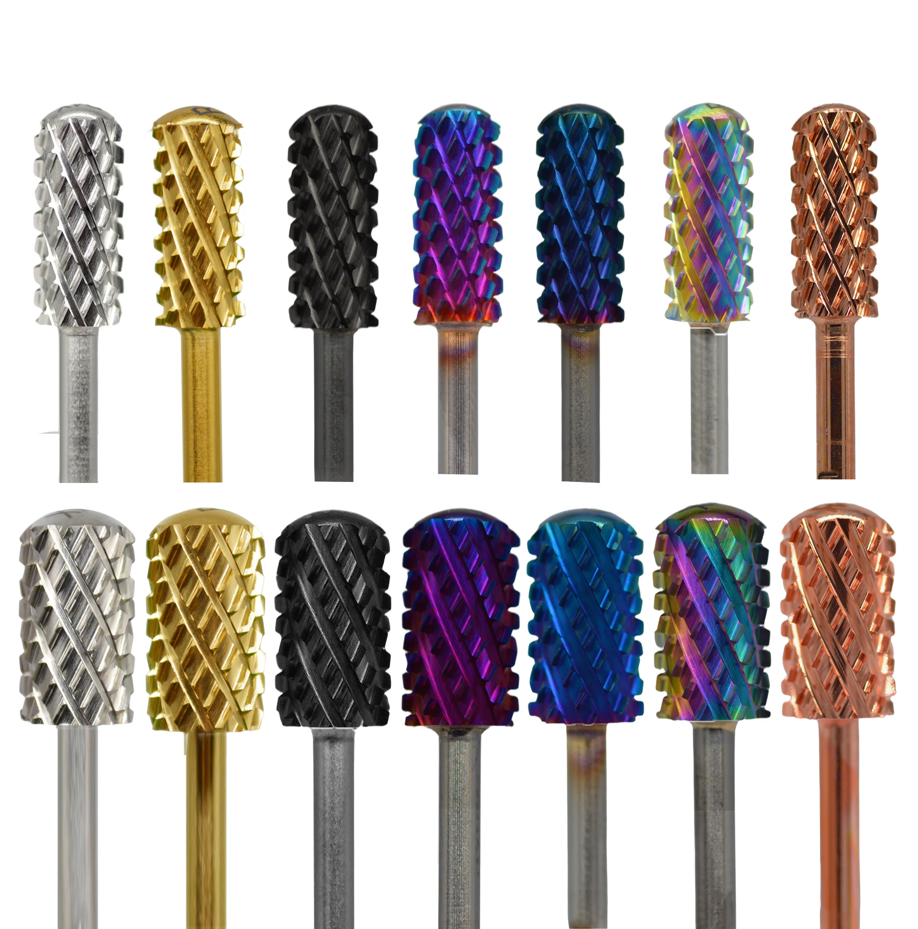 Large and Small Barrel Smooth Top Bits 4XC 7 Seven Color Nail drill bits Remove Acyclic powder carbide Manicure tool