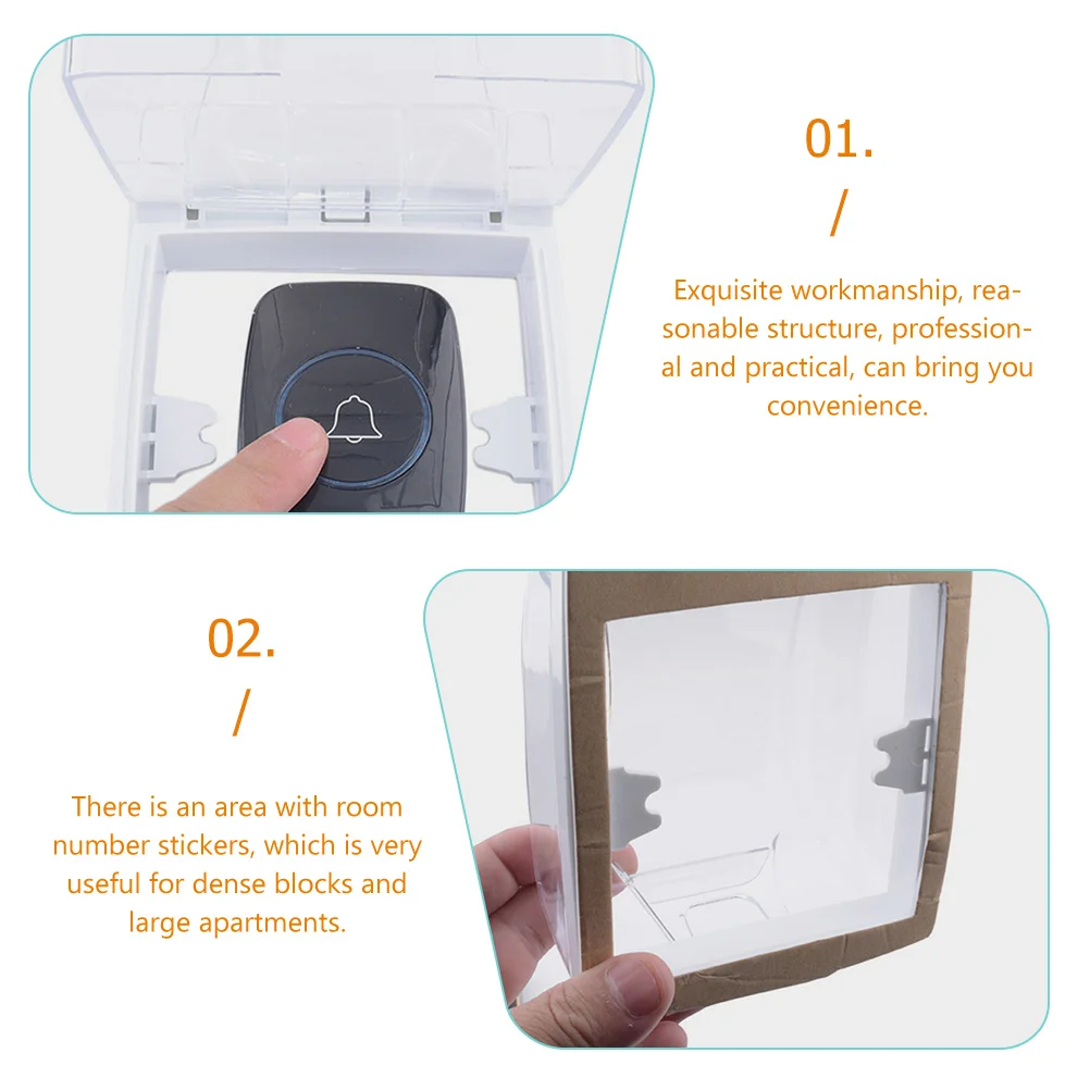 2 Pcs Switch Doorbell Rain Cover Waterproof Transparent Rainproof Shell for Attendance Machine Access Abs Outdoor