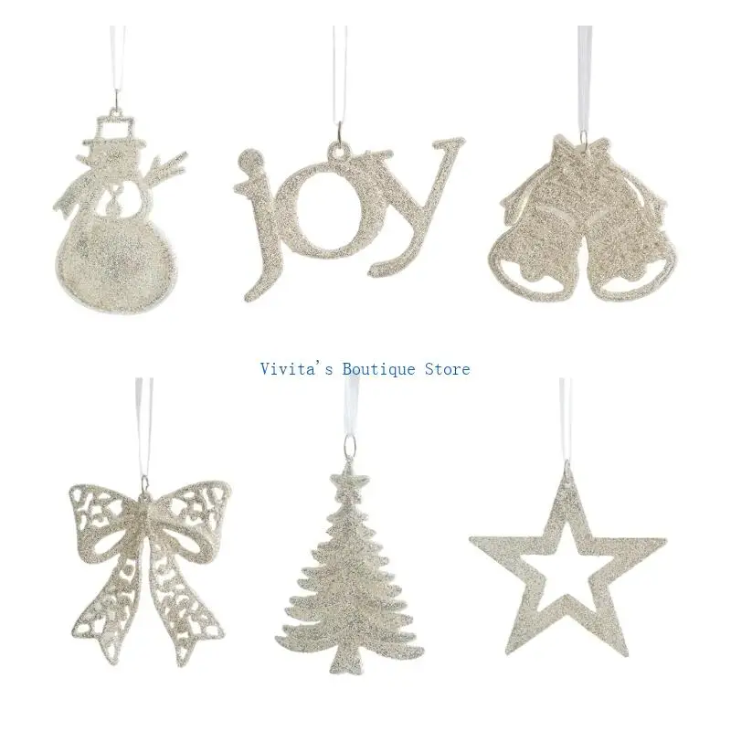 

6pcs Christmas Decorations Hanging Ornament Snowflake Star Accessories M76D