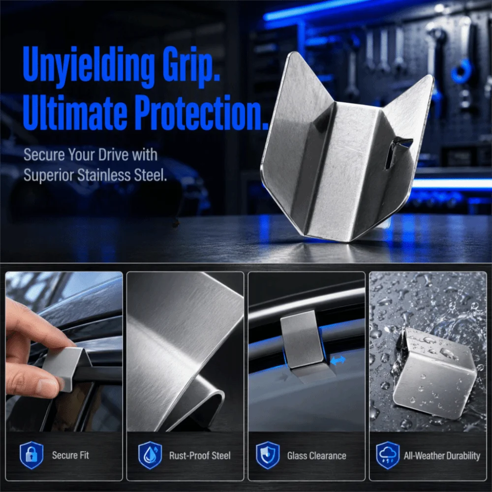 12PCS Stainless steel Wind Deflector Clips Silver Durable Rain Deflector Clips Practical Deflector Retaining Clips