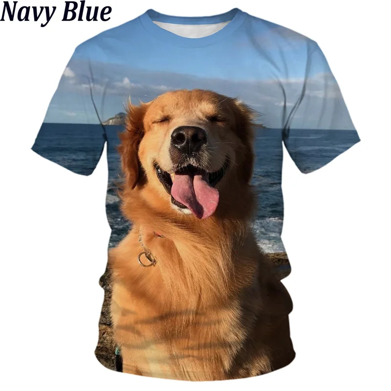 New Summer 3D Cute Animal Golden Retriever Printing T Shirt Children Fashion Harajuku Short Sleeves Funny Tee Shirts Clothes Top