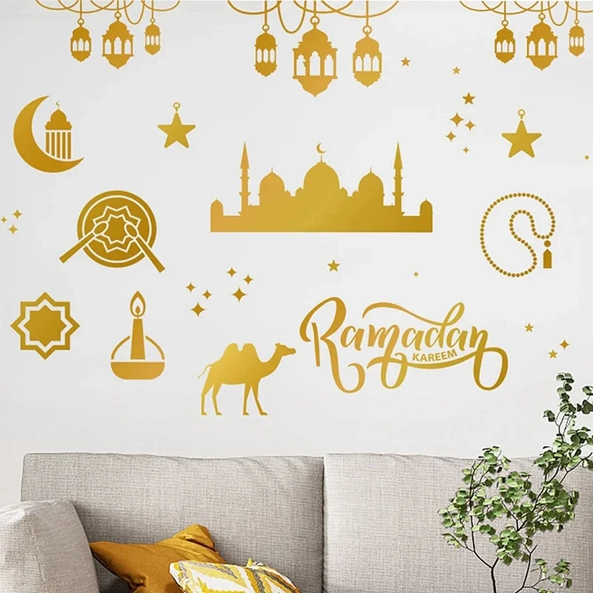 Eid Mubarak Window Wall stickers Ramadan Decoration For Home 2024 Islamic Muslim Party Decor Ramadan Kareem Eid Al Adha Gifts