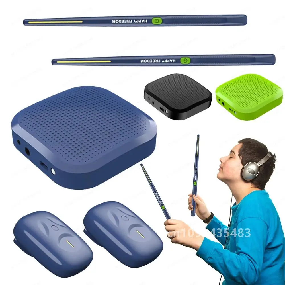 Electric Air Drumsticks Professional Air Drum Electronic Virtual Air Drum Drumsticks Pedals Pocket Drum Set for Adults Kids Gift