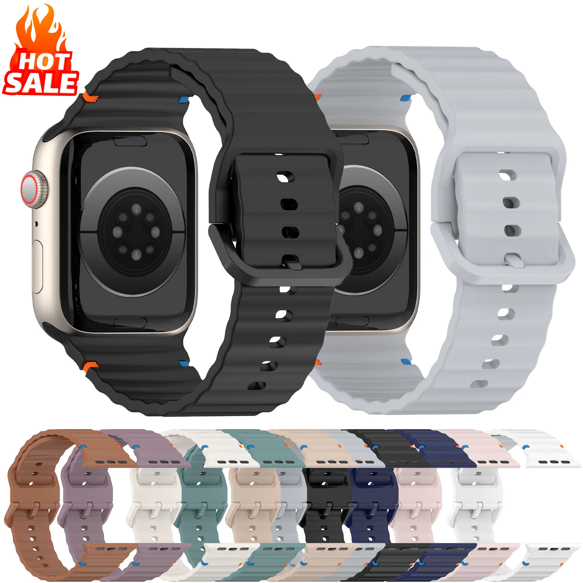 

Silicone Straps for Apple watch 10 Band 46mm 42mm 45mm 44mm 40mm 41mm 38mm Correa Bracelet iWatch Series 9 8 7 6 SE Ultra 2 49mm