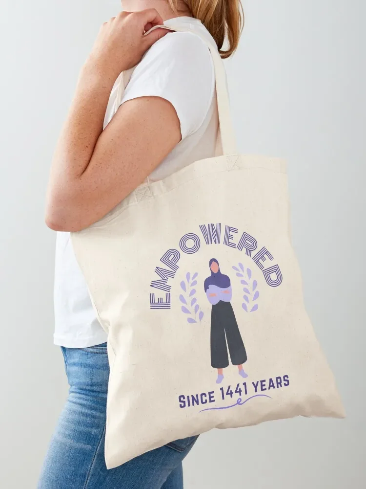 Empowered since 1441 years hijabi girl hijab Tote Bag Women's bags supermarket folding bag Shopper bag