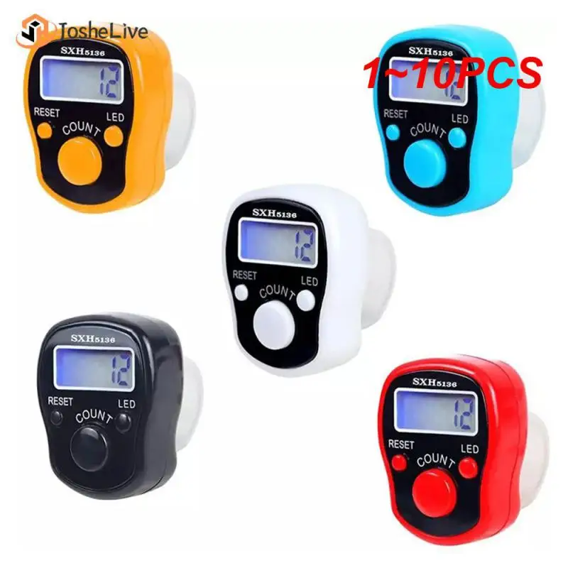 1~10PCS Finger Counter w/ Compass Islamic Tasbih Bead 5 Digital LED Electronic Handheld Tally Counter Clicker  counter ring