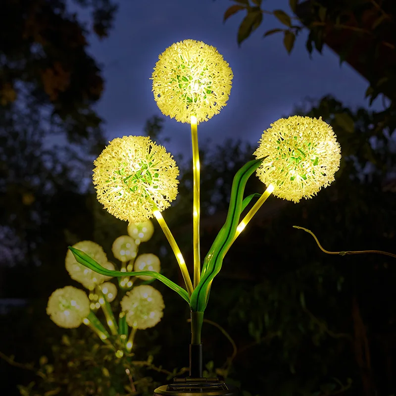 Zonne-Energie Driekoppige Paardenbloem Grond Plug Buiten Waterdichte Plant Licht Tuin Siliconen Gazon Licht Energie Tuin Decoratie