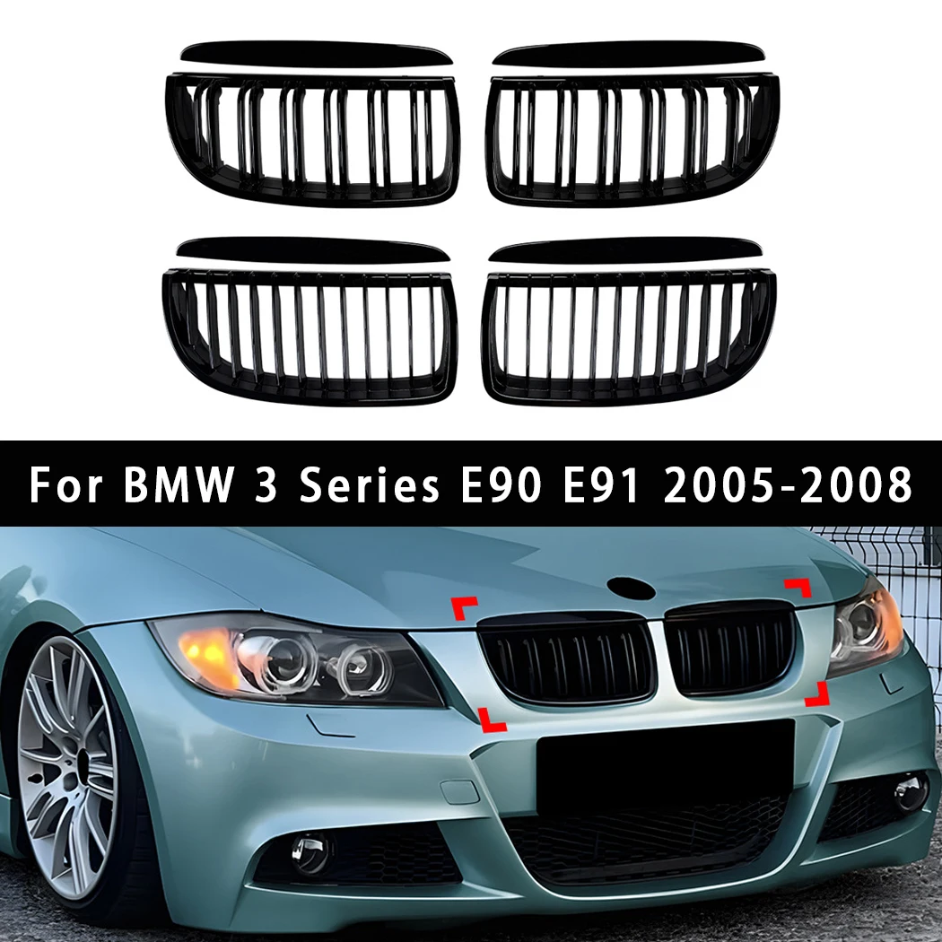 

Car Front Bumper Hood Grilles For BMW 3 Series E90 E91 2005-2008 Single And Double Line Style Upper Racing Grills Accessory