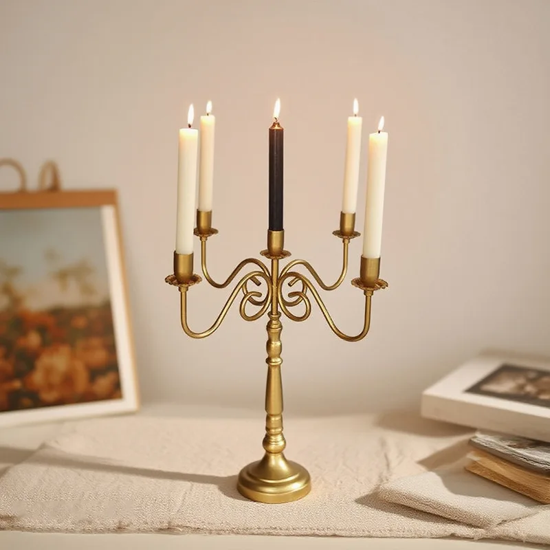 3/5 Arms Metal Candelabra Candlestick Elegant Candle Holder Stand for Wedding Dining Table Christmas Party Home Decoration