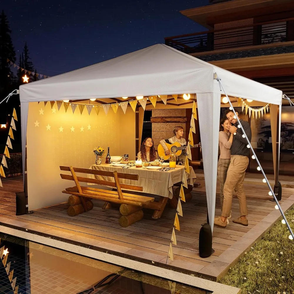10x10 Pop Up Canopy with Sidewalls, Outdoor Instant Canopy Tent with Carry Bag for Commercial Events, Camping, Backyard Parties