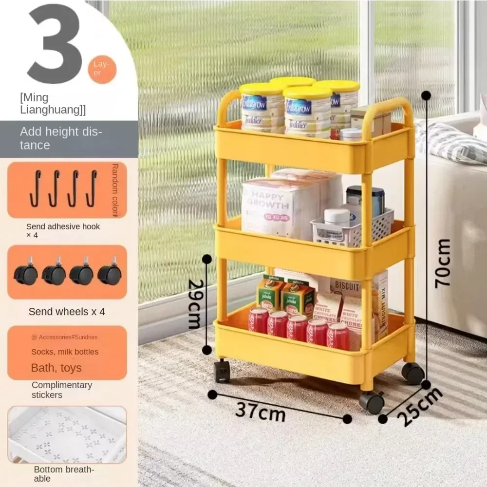 Neue Trolley Rack Küche Boden Schlafzimmer Multi-Schicht Baby Snacks Mobile Badezimmer Badezimmer Lagerung Lagerung Rack