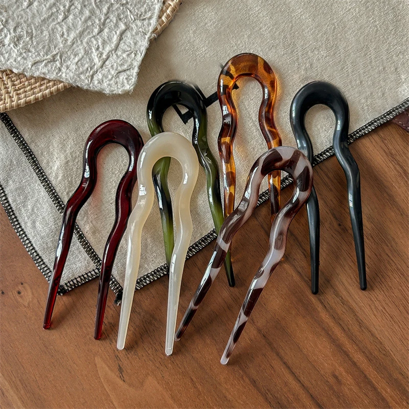 New U-Shaped Hair Fork Women Fashion Tortoiseshell Acetate Hairpin Geometric Design Headwear Hair Sticks Girl Hair Accessories - Image 6