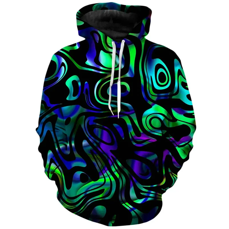 Illusion Graphic Hoodie For Men 3D Printed Colorful Pigment Sweatshirt Streetwear Long Sleeve Pullovers Women Oversized Hoodies