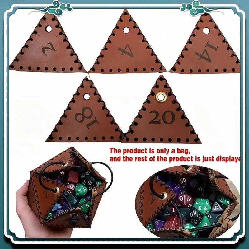 

Reliable PU Leather D20 Dice Bag Polyhedral Dice Pouch Portable Drawstring Bag For RPG, Game, DND Dice Bag, Brown