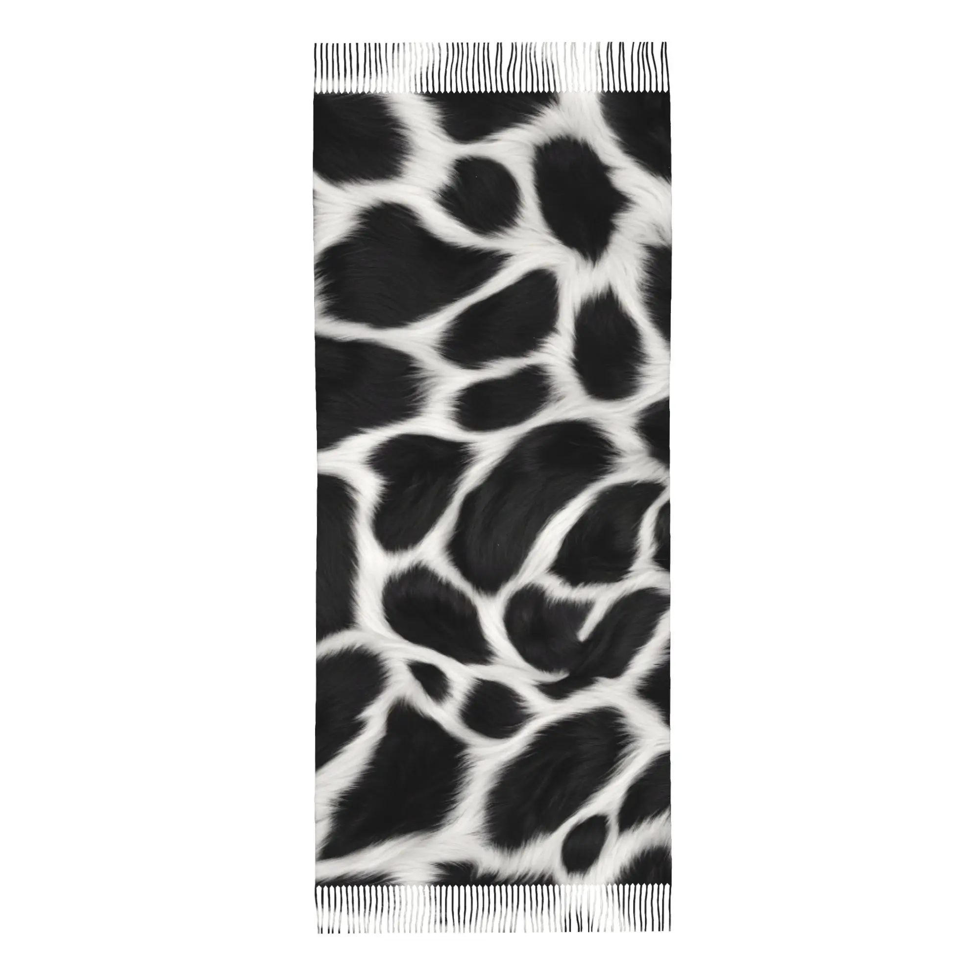 Cow FurTassel Scarf Fur Print Winter Fashion Keep Warm Gift Fringe Wraps