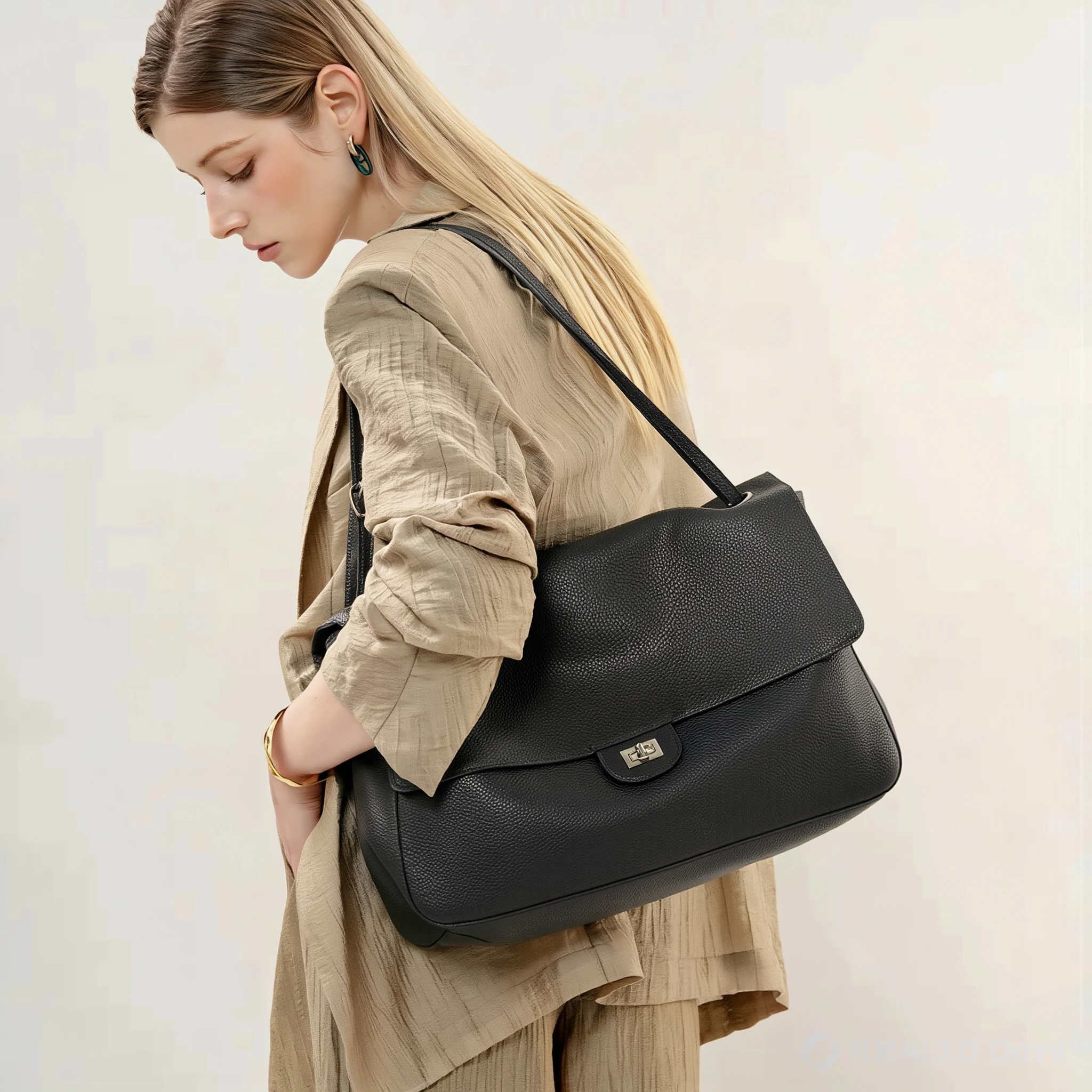 Designer-Umhängetaschen mit Klappe und Verschluss für Damen, luxuriöse, weiche PU-Leder-Crossbody-Tasche, klassische Vintage-Damen-Messenger-Tasche 2026 – Detail 3