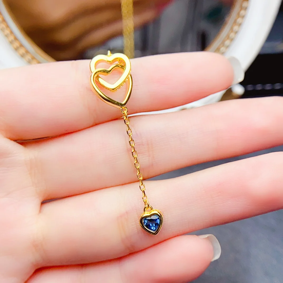 

Длинный кулон с натуральным топазом 4 мм, ожерелье из стерлингового серебра S925, сертификат, изысканная мода, дизайн сердца, очаровательные ювелирные изделия для женщин FS